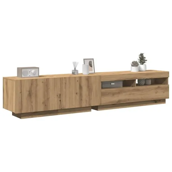 Szafka pod TV z oświetleniem LED, dąb artisan, 200x35x40 cm Lumarko! - Hurtownia wielobranżowa Lumarko Nowość